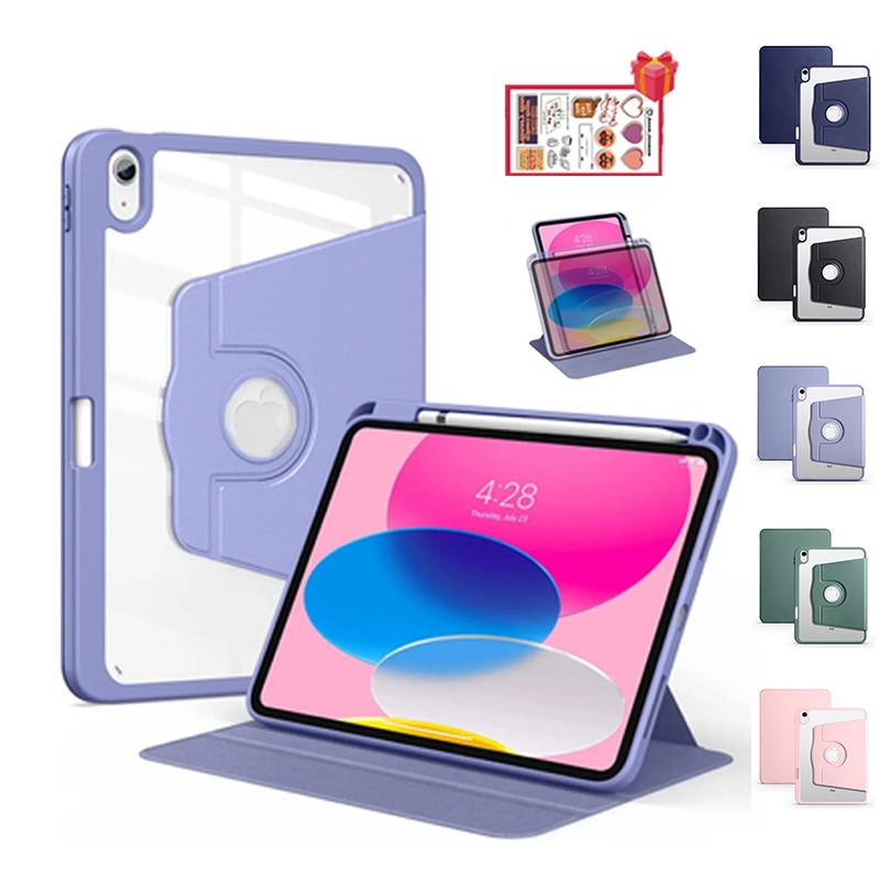 Bao da ipad Air 4/5 Pro 11 10.9 inch Gen 9 8 7th 10.2 Ốp Lưng Clear Acrylic Bao với Giá đỡ bút chì Xoay 720 độ