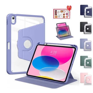 Bao da ipad Air 4/5 Pro 11 10.9 inch Gen 9 8 7th 10.2 Ốp Lưng Clear Acrylic Bao với Giá đỡ bút chì Xoay 720 độ