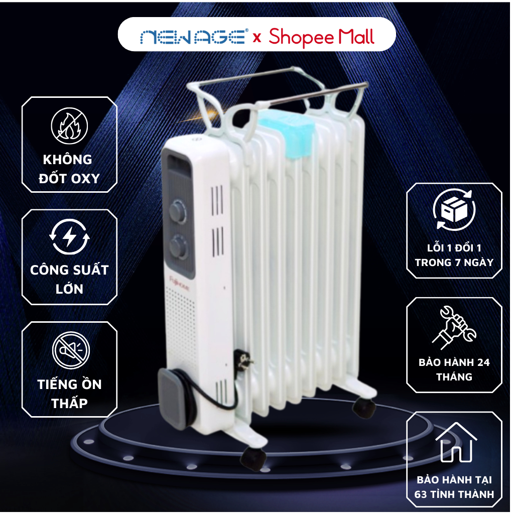 Máy sưởi dầu Fujihome OH8411 không đốt oxi, không gây khô da, làm ấm nhanh bảo hành chính hãng 24 tháng toàn quốc