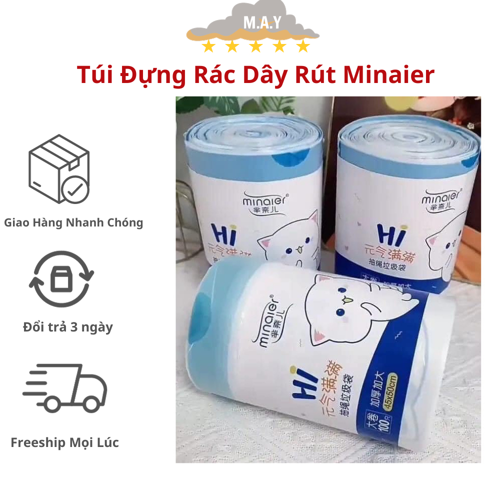 Túi Đựng Rác Dây Rút Minaier, Túi Tự Phân Hủy Sinh Học, Cuộn 100 Túi ...