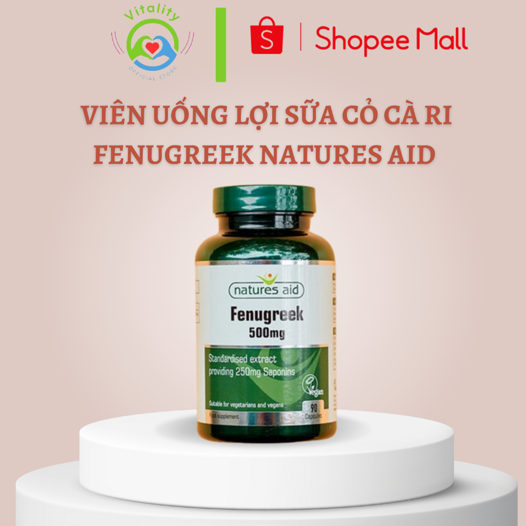 Viên Uống Lợi Sữa Cỏ Cà Ri Fenugreek Natures Aid 500mg Lọ 90 Viên Giúp