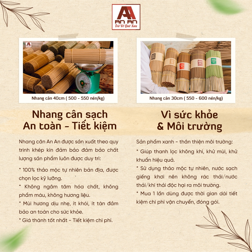 Ảnh Nhang sạch hương thảo mộc 1kg mix 2 mùi An An cao cấp 100% thiên nhiên nhang trầm hương, quế, khuynh diệp an toàn 2