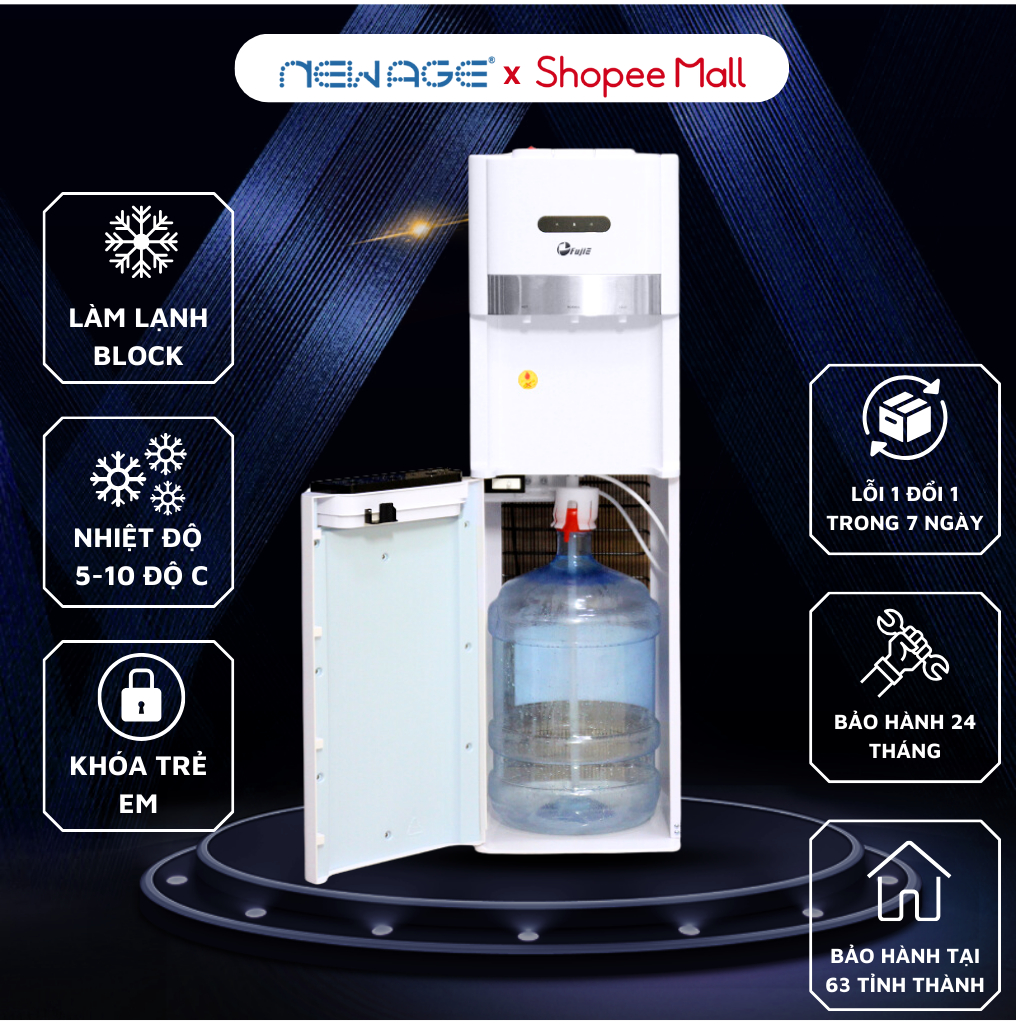 Cây nước nóng lạnh WD6500C làm lạnh sâu bằng máy nén (Block), bầu đun nước nóng inox an toàn sức khỏe