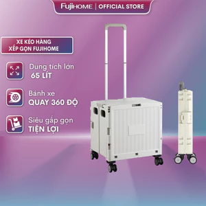 Xe kéo hàng xếp gọn 4 bánh nhập khẩu FUJIHOME,Thùng đựng đồ 65L đi chợ đa năng gấp gọn siêu thị picnic trên ô tô gấp gọn