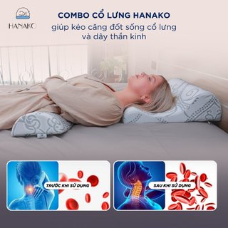 Combo gối kê chống thoái hóa đốt sống cổ và gối kê lưng chống thoát vị đĩa đệm chính hãng HANAKO