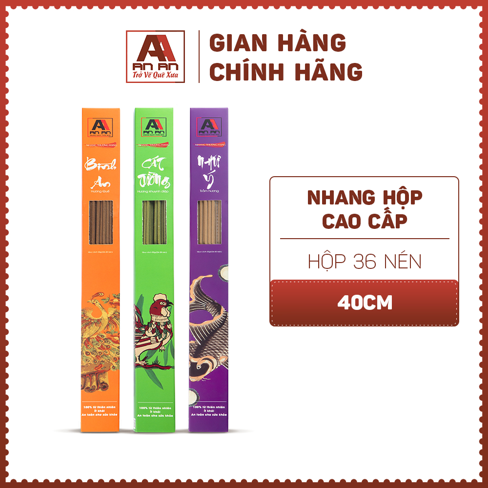 Ảnh Nhang Sạch Cao Cấp AN AN, hộp tiện lợi 36 nén kích thước dài 38cm, mang tài lộc đến mọi nhà. 2