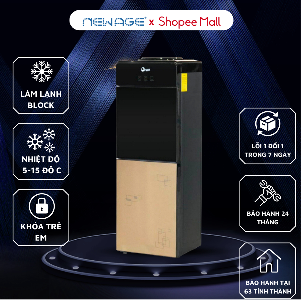 Cây Nước Nóng Lạnh Úp Bình 2 vòi FujiE WD1700E, tự ngắt khi hết nước hoặc đủ nhiệt độ, khóa an toàn vòi nóng