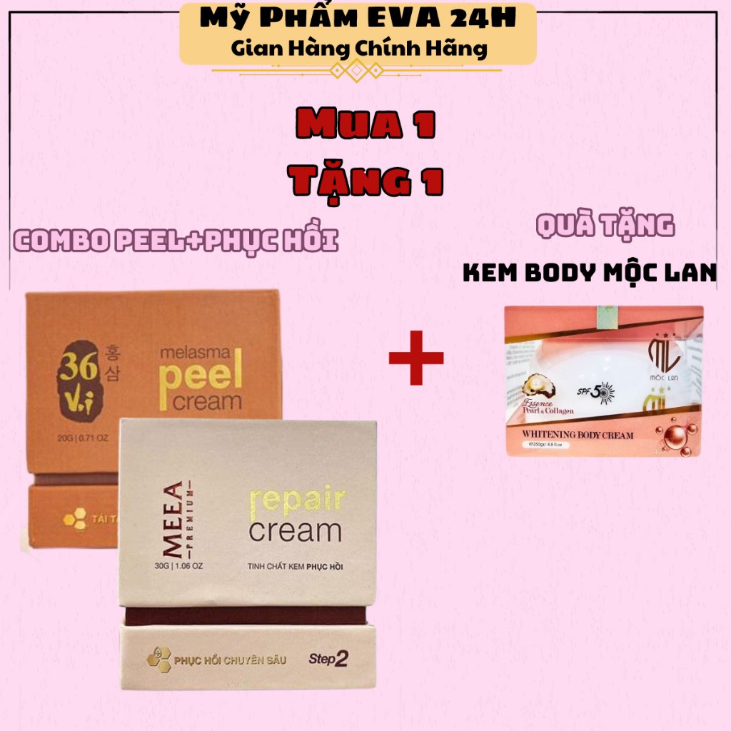 (Đã bán 448) Combo Peel da tảo sâm + Kem Phục Hồi Da Tảo Sâm Bóc Tách Da Đông Y 36 Vị Meea (Tặng Body)