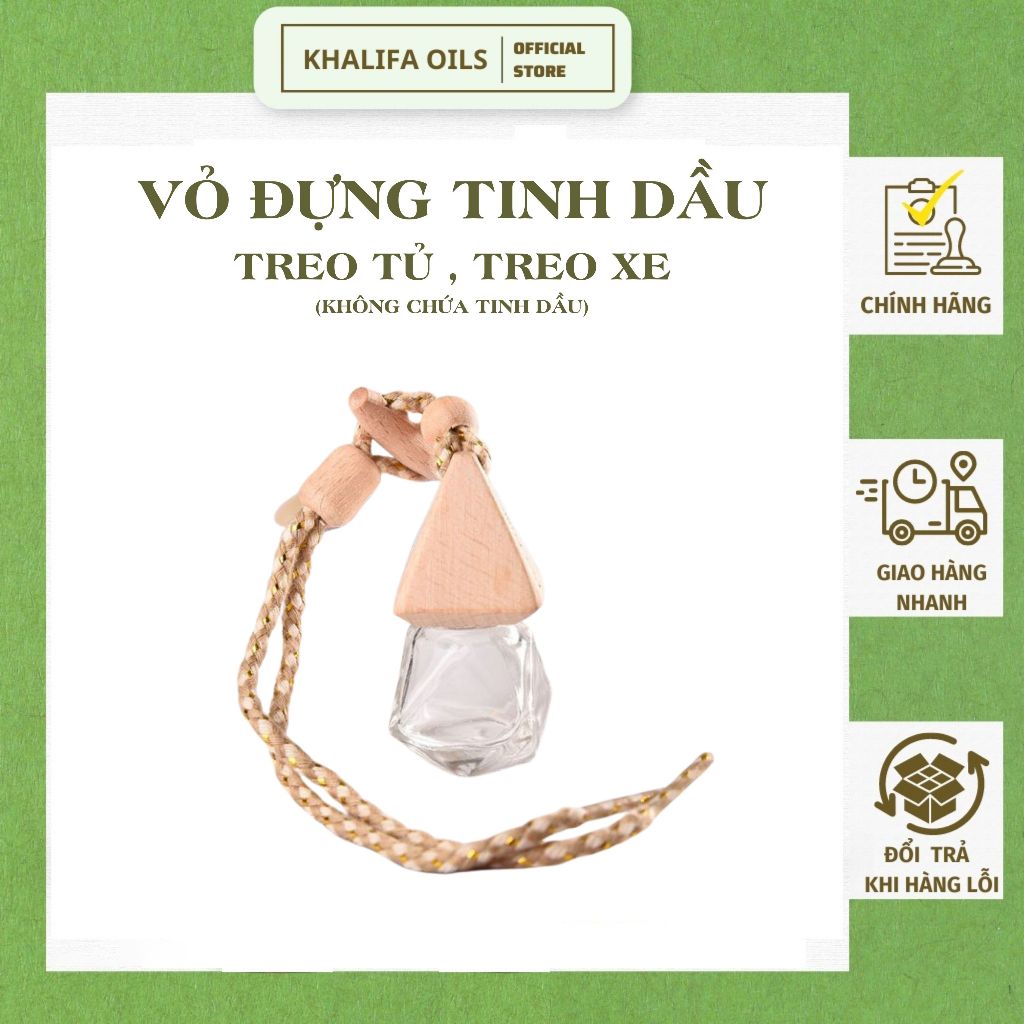 Vỏ chai tinh dầu thủy tinh treo xe ô tô