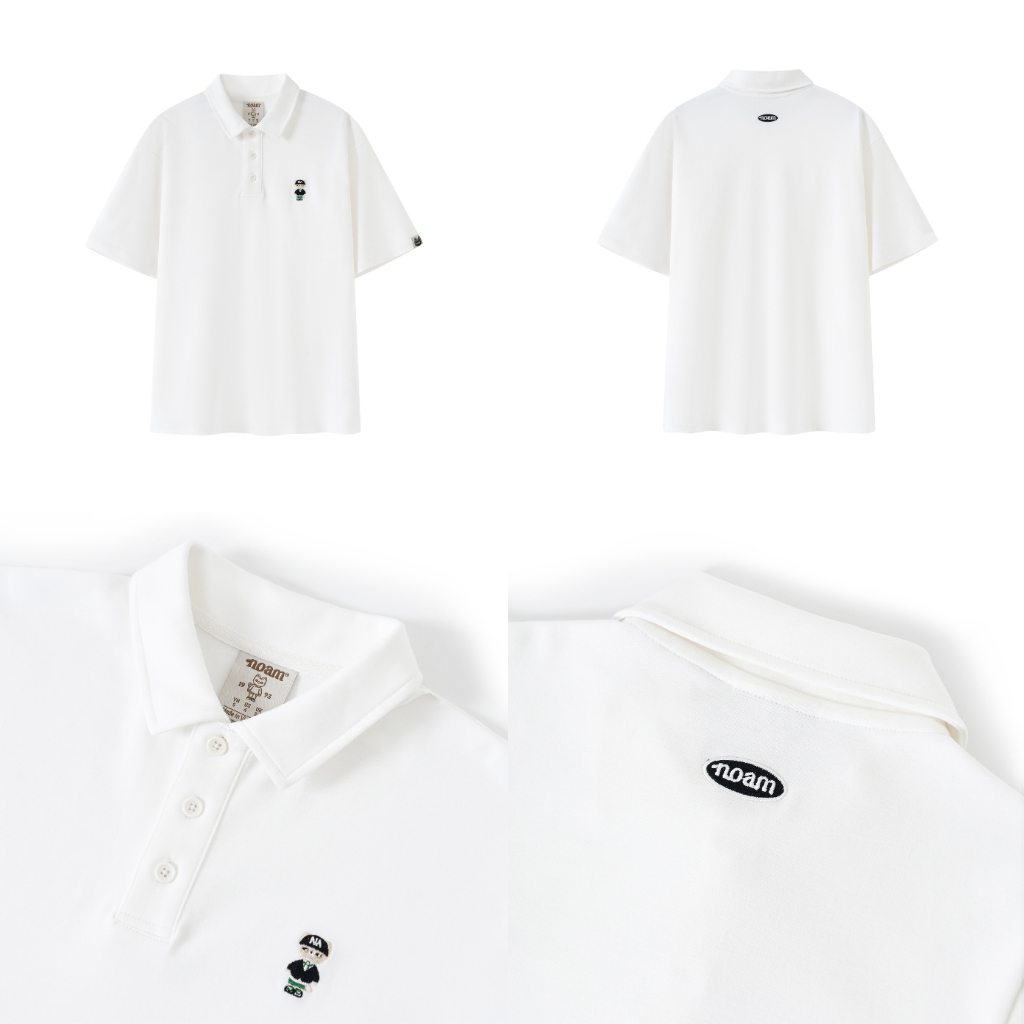 Ảnh Áo Polo Form rộng NOAM Teeny Homies Cotton 100% mềm mịn vượt trội - Màu đen/ trắng 2