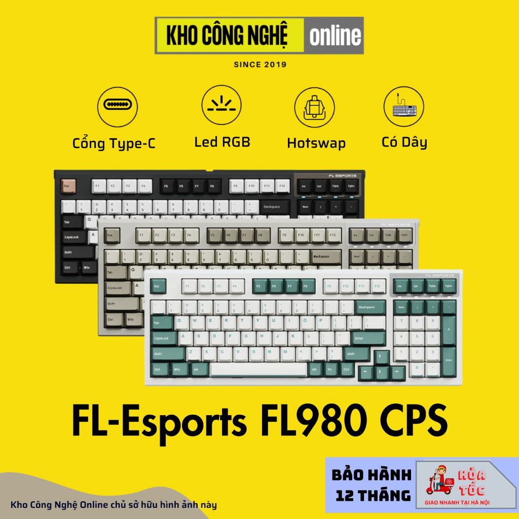 FL980 CPS - Bàn phím cơ FL-Esports FL980 CPS Aqua Green / White Olivia ...