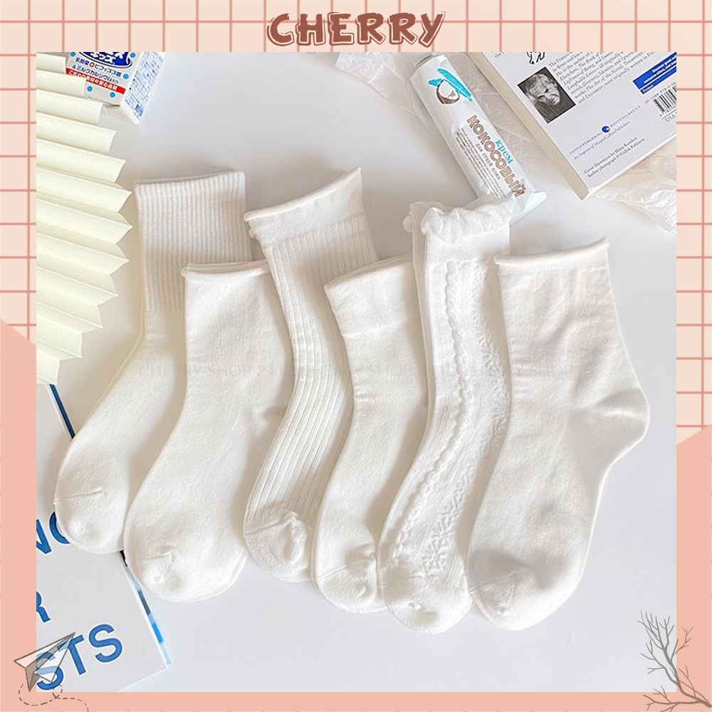 Tất cổ cao nữ chất liệu cotton thoáng khí, phong cách lolita dễ thương - Cherry Shop - 1