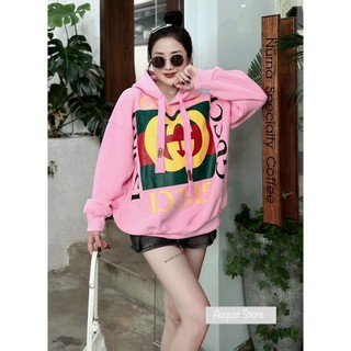 Áo Khoác Hoodie GC Nỉ Họa Tiết Dài Tay Có Mũ Dáng Rộng Giấu Quần Trùm Mông Freesize