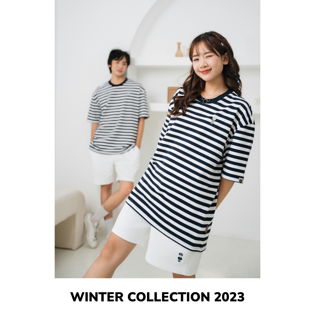 Ảnh Áo thun Form rộng NOAM Striped 100% Cotton - Kẻ ngang xanh navy - trắng 4