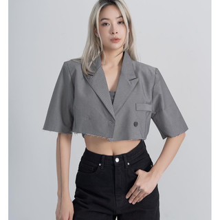 MIDDUA - Vest đôn vai crop tay lở