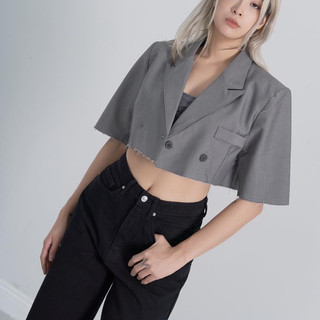 MIDDUA - Vest đôn vai crop tay lở