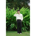 DODEP Áo sơmi nam viscose linen tay dài Trắng kem — ảnh 3