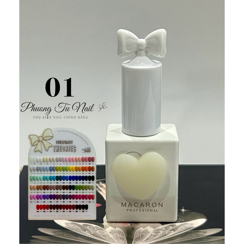 Sơn gel lẻ màu Macaron 58 màu, sơn nơ trái tim-BÁN LẺ TỪNG CHAI (màu 01 ...