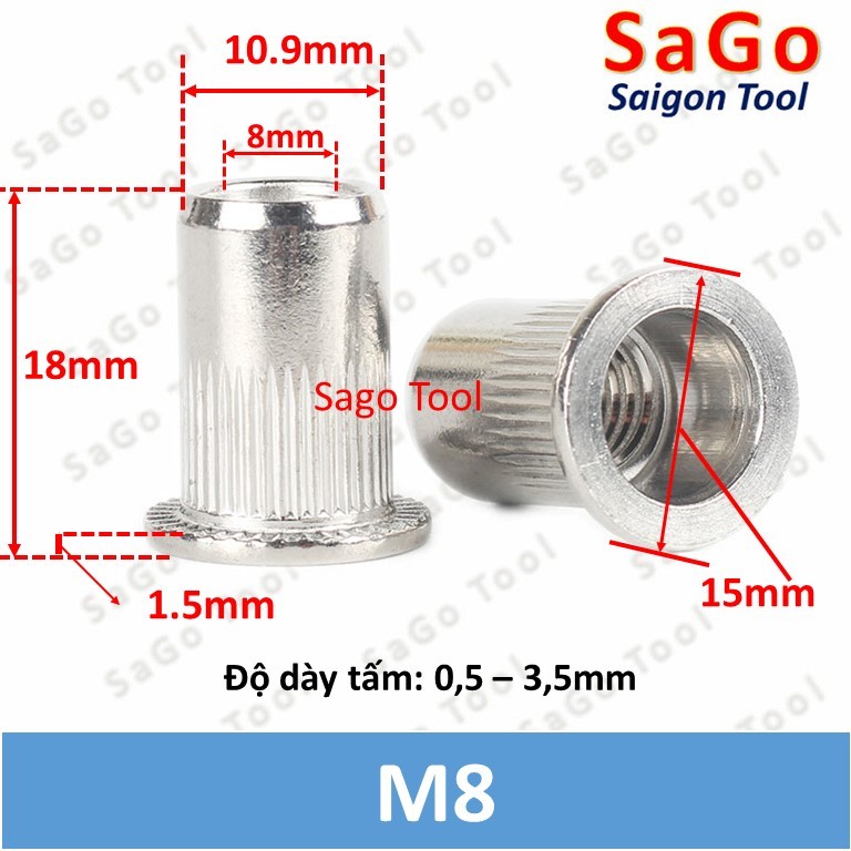 Tán ecu rút inox 304 size M3 M4 M5 M6 M8 M10 loại tốt | Shopee Việt Nam