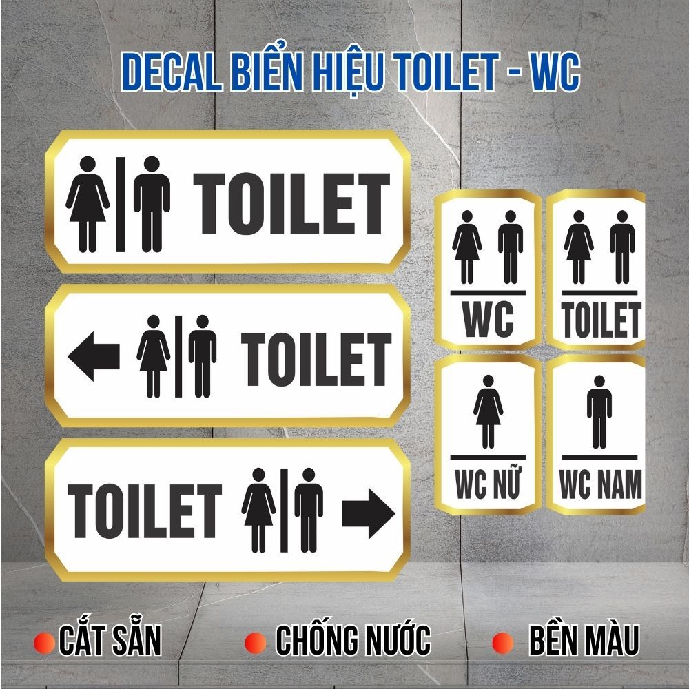 Bảng Hiệu Decal Dán Cửa TOILET - WC Chất Liệu PVC Chống Nước Dán Tường ...