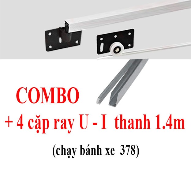 Combo 4 cặp Ray trượt cửa lùa U & I Đài Loan ( 4 thanh trên 1.4m và 4 ...