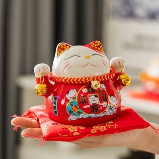 Bộ tượng 5 mèo thần tài may mắn, Mèo thần  tài thảm đỏ Ngũ Phúc Lâm Môn