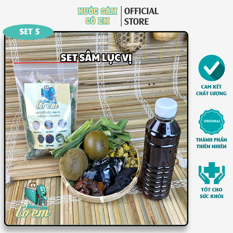 [Tặng 1] Combo 5 Set nước sâm lục vị thanh nhiệt nước sâm Cô Em – mỗi set nấu 10L nước