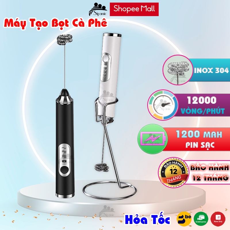 Ảnh Máy đánh bọt cà phê, Sipanic đánh trứng cầm tay mini không dây đa năng 3 chế độ,pin sạc 1200mAh 1