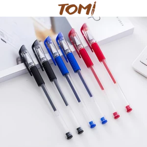 Bút Gel Đầu Đạn 0.5mm 3 Màu Xanh Đen Đỏ Bọc Nhựa Tay Cầm TOMI 194