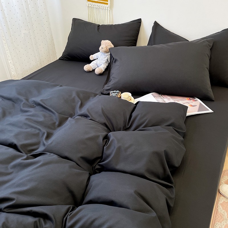 Ảnh Bộ vỏ chăn ga gối cotton tici LIDACO notag - Full đen 3