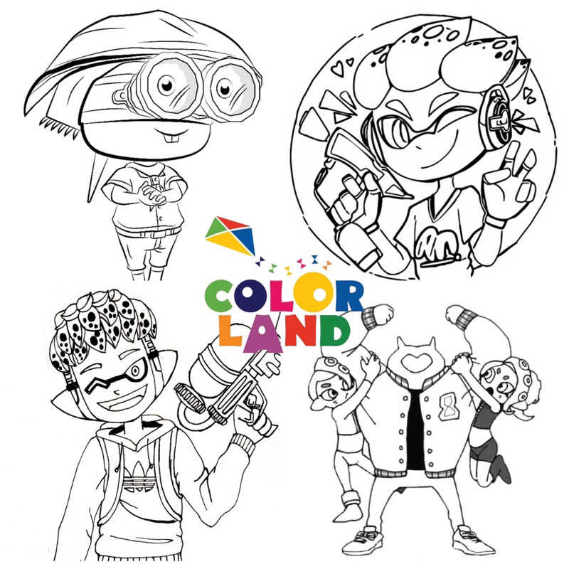 Splatoon - Set 10 Tờ Tranh Tô Màu A4 A5 Dành Cho Màu Sáp, Màu Chì ...