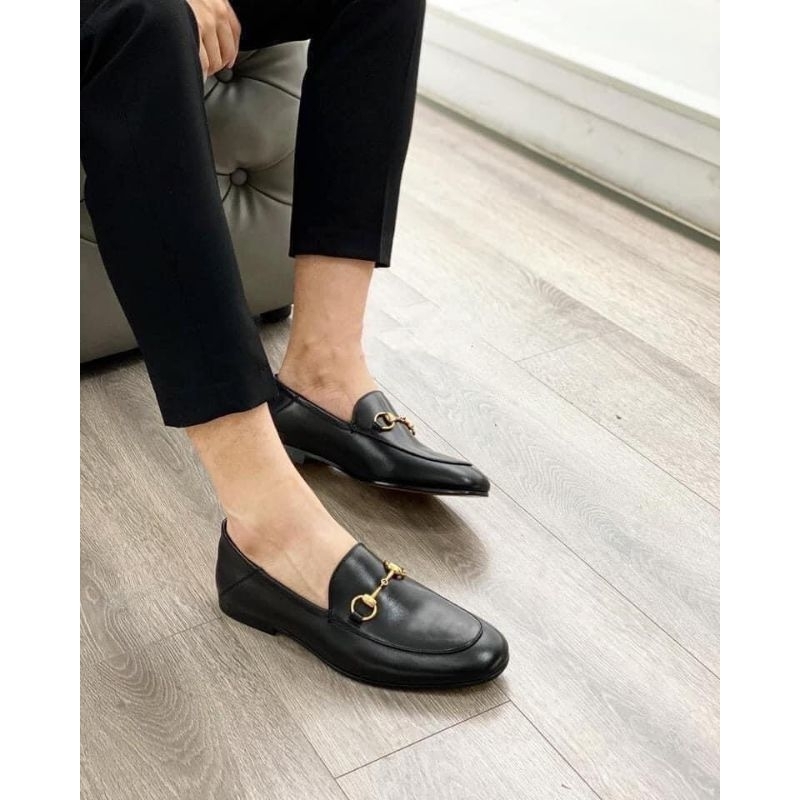 ⚡️[Hight Quality] Hàng Có Sẵn!! Giày Loafer G1cc1 Leather Horsebit Đế Gỗ - Giày Lười G.2C Tag Vàng Tinh Tế - Full Box