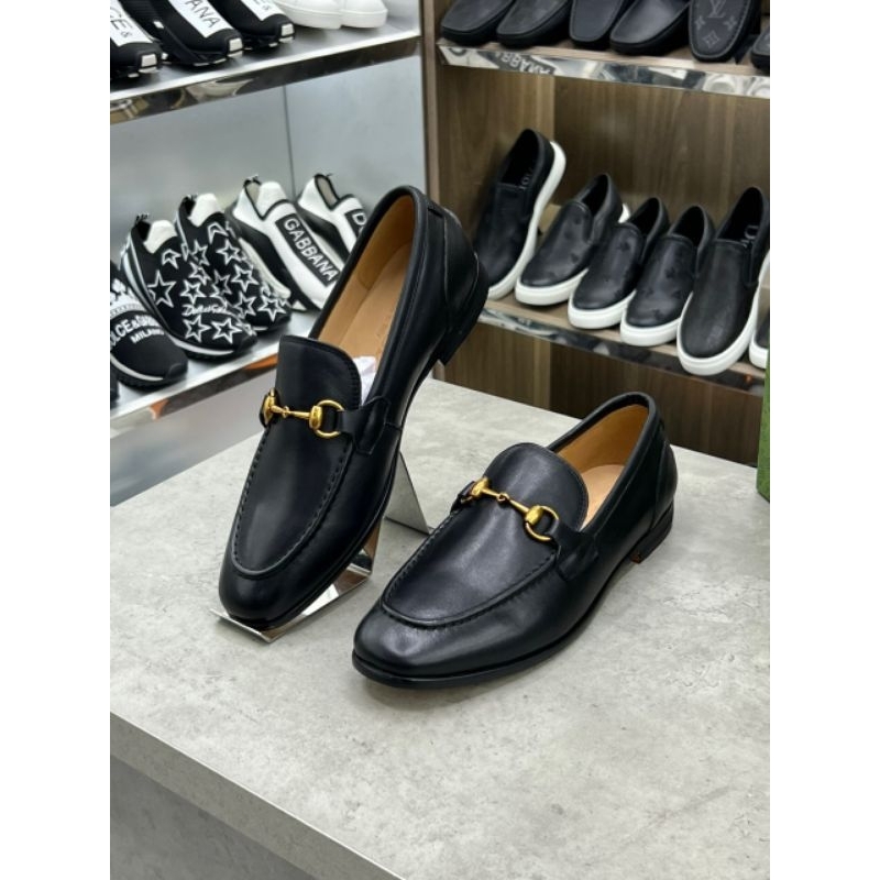 ⚡️[Hight Quality] Hàng Có Sẵn!! Giày Loafer G1cc1 Leather Horsebit Đế Gỗ - Giày Lười G.2C Tag Vàng Tinh Tế - Full Box
