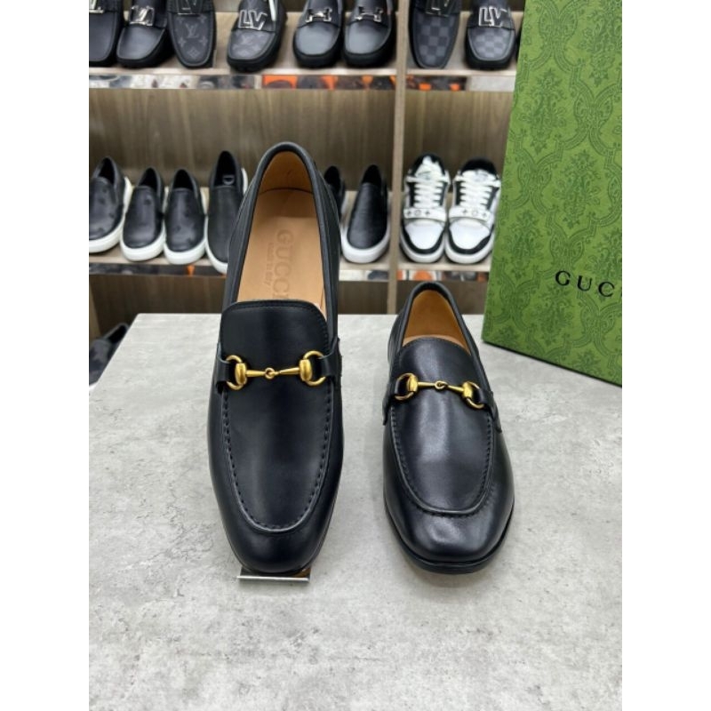 ⚡️[Hight Quality] Hàng Có Sẵn!! Giày Loafer G1cc1 Leather Horsebit Đế Gỗ - Giày Lười G.2C Tag Vàng Tinh Tế - Full Box