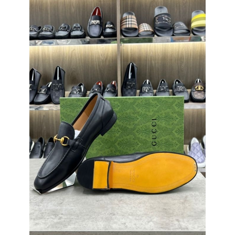 ⚡️[Hight Quality] Hàng Có Sẵn!! Giày Loafer G1cc1 Leather Horsebit Đế Gỗ - Giày Lười G.2C Tag Vàng Tinh Tế - Full Box