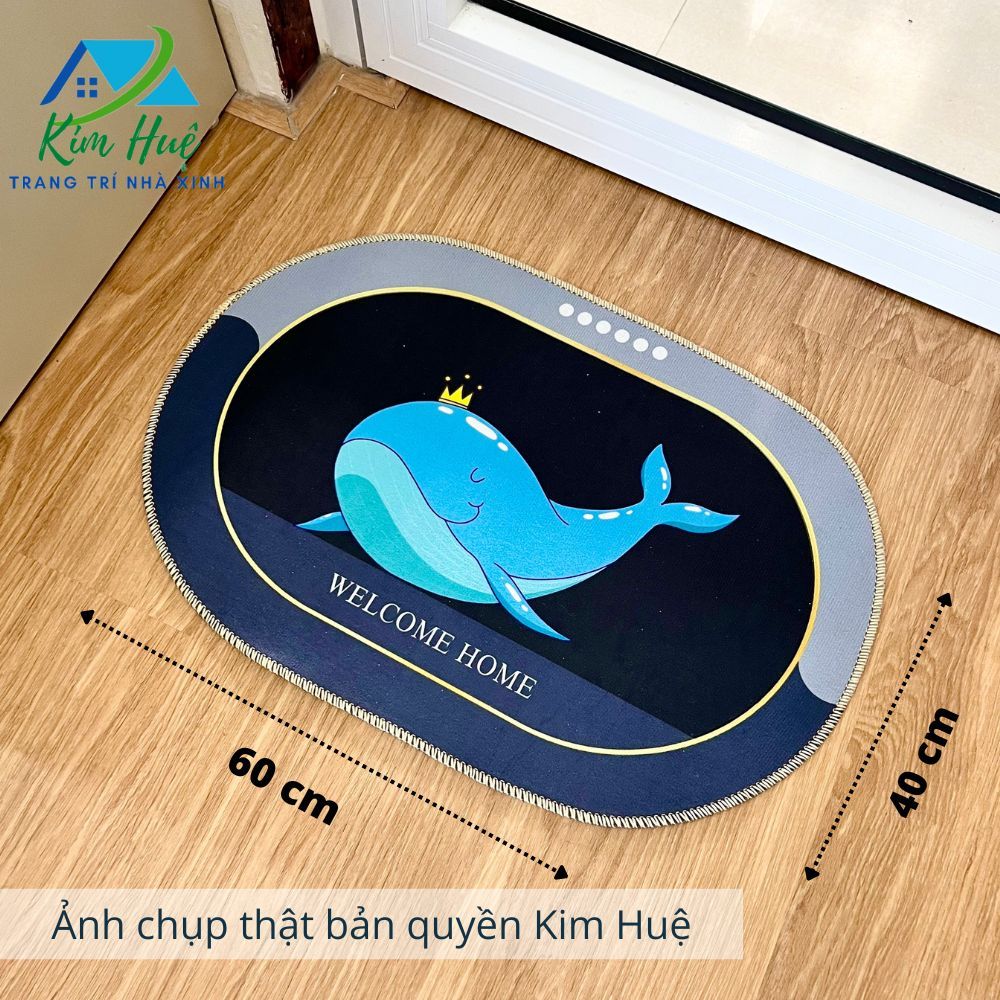 Thảm lau chân bali 100 mẫu thiết kế độc quyền 2026 thảm chùi chân hình thú capybara, gấu dâu 40x60cm Kim Huệ X01