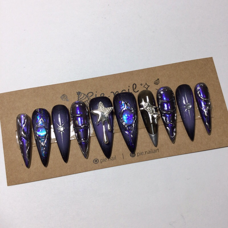 230. nailbox ombre lòng tím, tráng gương phản quang xanh