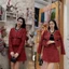 Set Áo Dạ tweed đỏ Hàng 2 Lớp Mix chân váy xòe phong cách sang chảnh Siêu Xinh Kèm