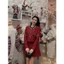 Set Áo Dạ tweed đỏ Hàng 2 Lớp Mix chân váy xòe phong cách sang chảnh Siêu Xinh Kèm