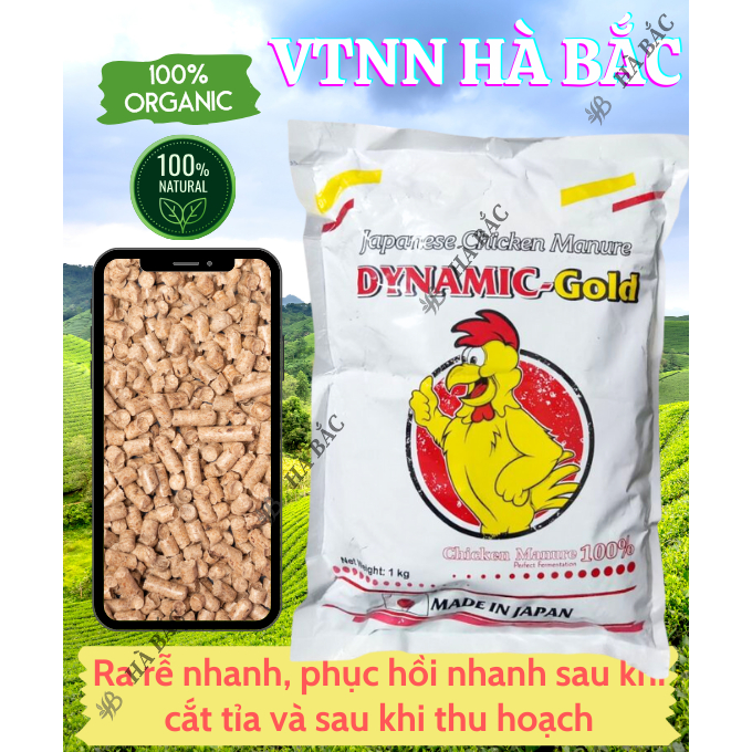 Phân Bón Hữu Cơ Vi Sinh, Phân Gà Dynamic-Gold, Phân nở - Gold (Túi 1KG) - Giúp cây kháng bệnh, Tăng dinh dưỡng cho cây