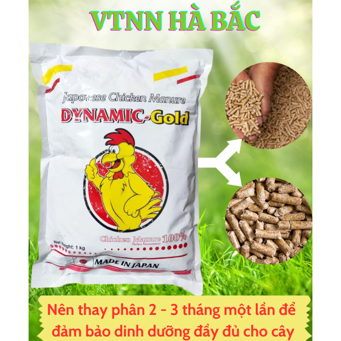 Phân Bón Hữu Cơ Vi Sinh, Phân Gà Dynamic-Gold, Phân nở - Gold (Túi 1KG) - Giúp cây kháng bệnh, Tăng dinh dưỡng cho cây