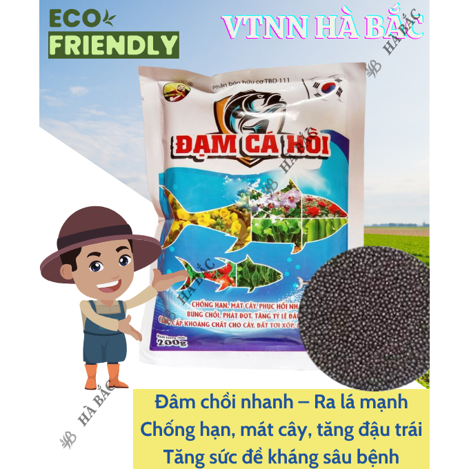 Phân Bón Đạm Cá Hồi Hiệu Cuốc Vàng (Túi 1KG) - Chống hạn, Bung chồi, Phát đọt, Đậu trái - Phân Bón Dành Cho Cây Trồng