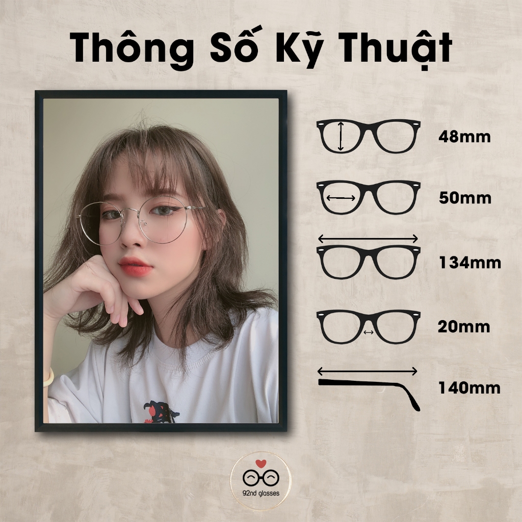 Ảnh Gọng kính cận nam nữ LANI tròn to vintage kim loại nhiều màu thời trang 2297 có mắt cận theo yêu cầu 2