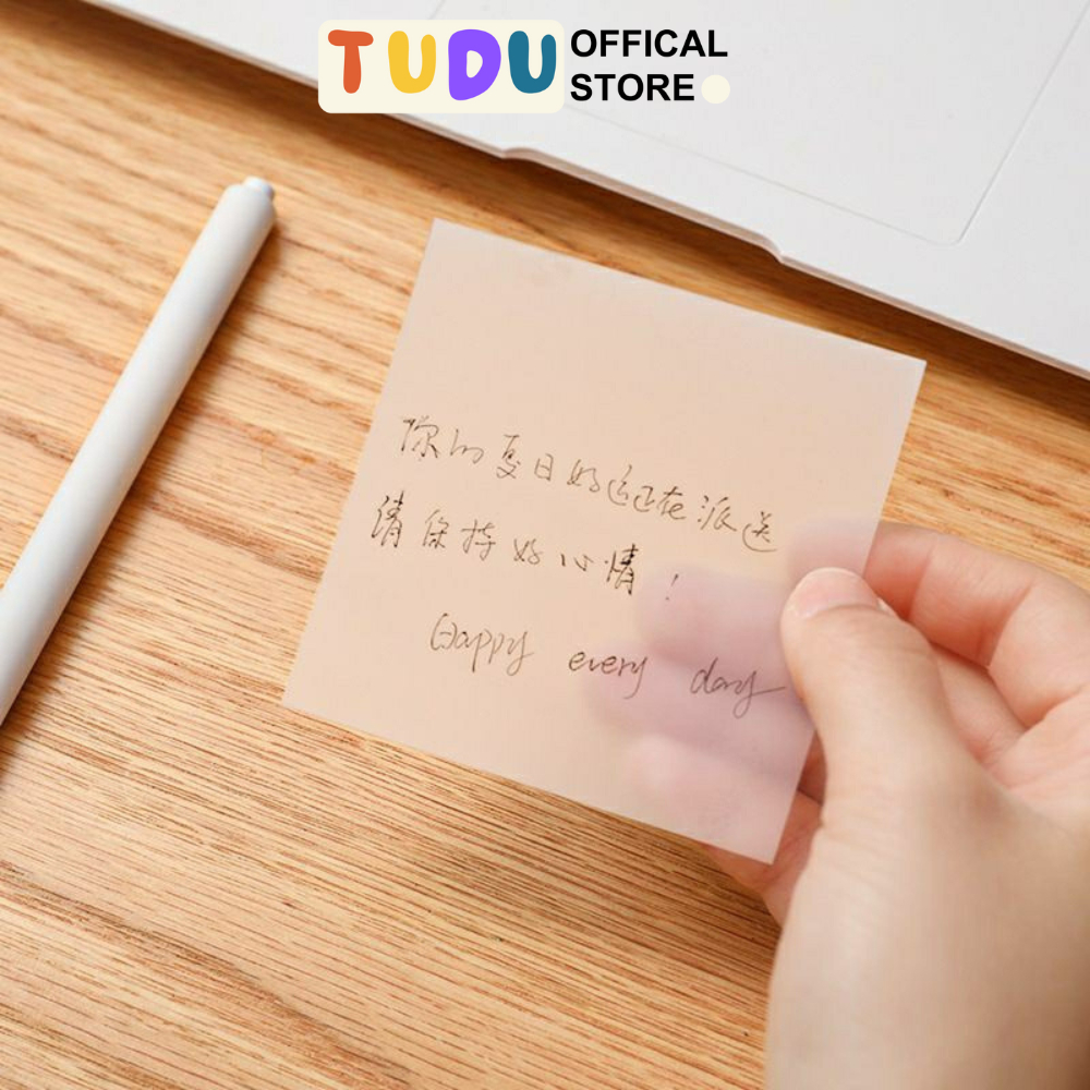 Giấy note trong suốt TUDU set 50 tờ chống nước giấy ghi nhớ ghi chú có ...