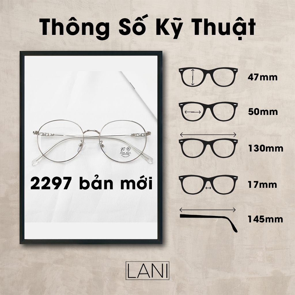 Ảnh Gọng kính cận nam nữ LANI tròn vintage kim loại thanh mảnh Lani 2230 lắp mắt cận có độ theo yêu cầu 1