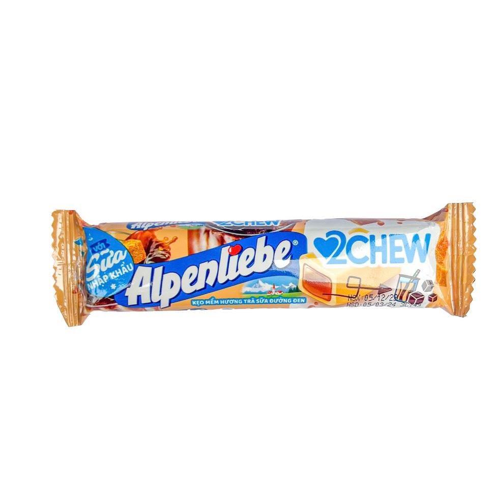 Set 5 Thanh Kẹo Mềm Alpenliebe 2Chew Đủ Vị Dạng Thỏi 24,5g - Hương Dâu, Nho, Chanh Dây Hạt Chia, Trà Sữa Đường Đen