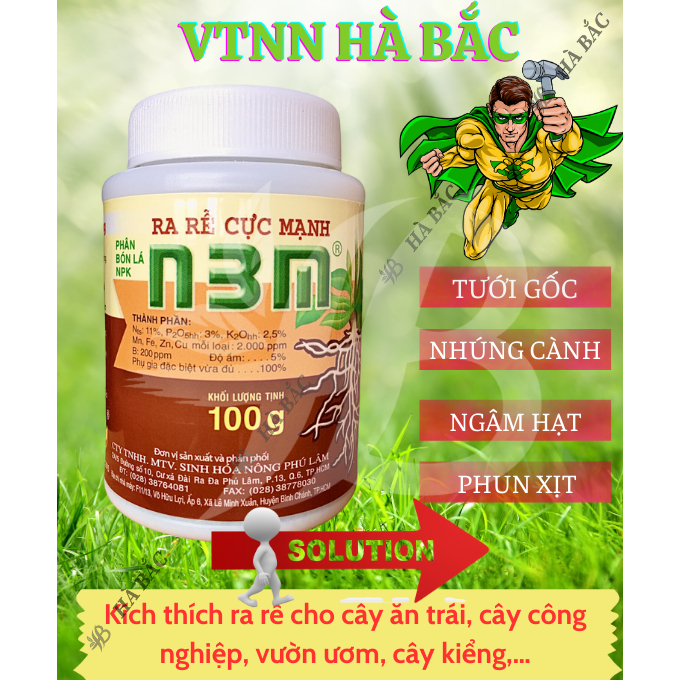 Phân Bón Lá Kích Ra Rễ Cực Mạnh N3M Nông Phú Lâm (100/500gr) - Chuyên Giâm Cành, Chiết Cành, Kích Thích Phát Triển Rễ,..