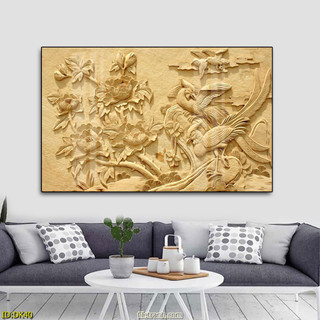 Tranh Treo Tường Hoa Sen Điêu Khắc 3D (60x90cm) - Tranh Laminate Tráng Gương
