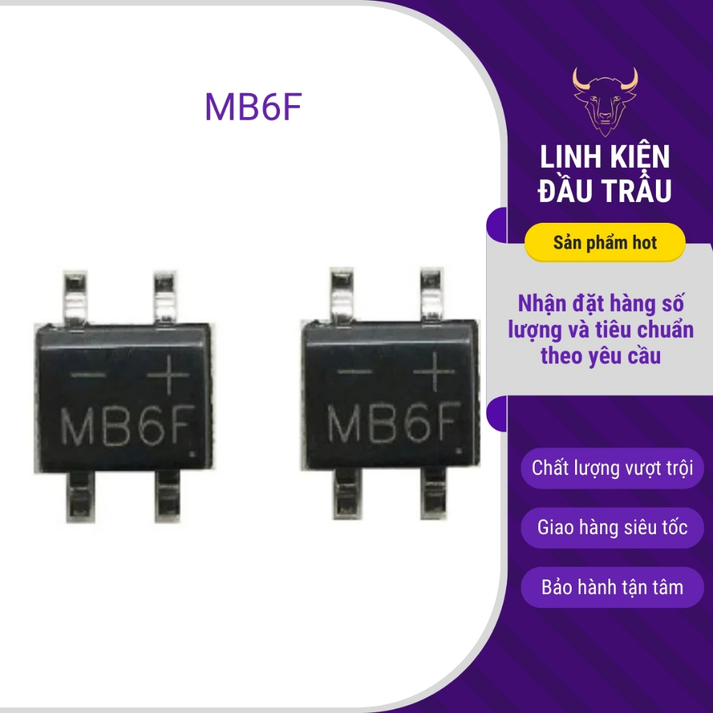 Diode cầu MB6F 0.8A 600V SOP-4 chính hãng Linh Kiện Đầu Trâu | Shopee ...