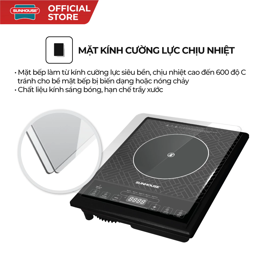 Bếp đơn hồng ngoại Sunhouse SHD6011 - Công suất 2000W - Phím bấm điện tử - 5 chế độ nấu - Bảo hành 12 tháng